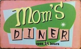 Blechschild rustikal-MOM`S DINER OPEN 24